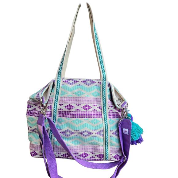 Vibrant Sequin Shoulder Bag in Purple and Gold - Picture 2 of 11